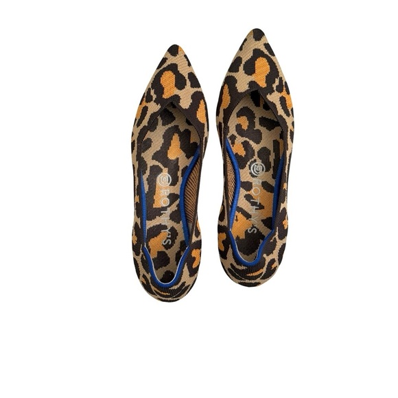 Rothy’s The Point Leopard Flats Womens Sz 9 Neutral Animal Print - Picture 1 of 8